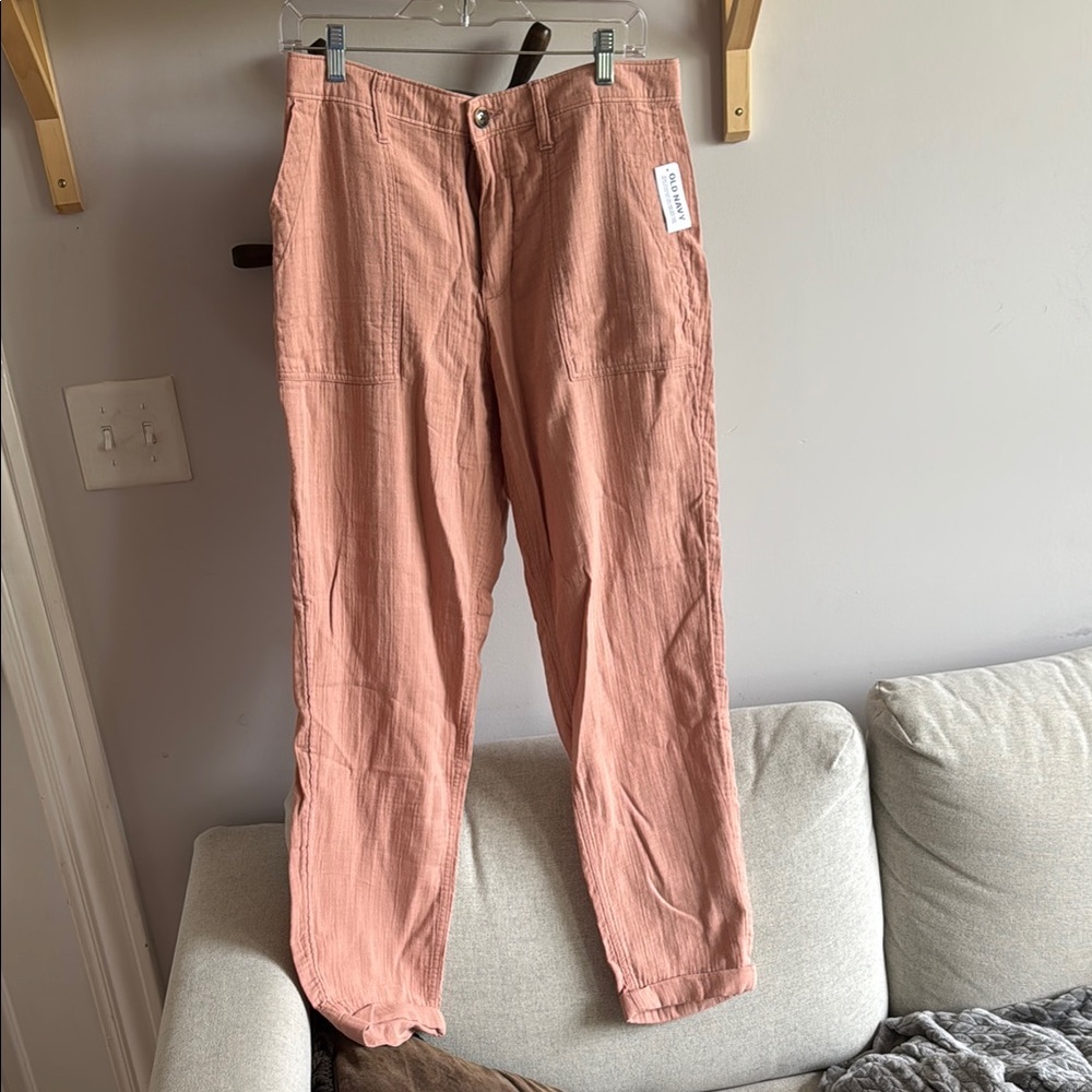Old Navy Pink Cargo Pants Relaxed Fit Lightweight